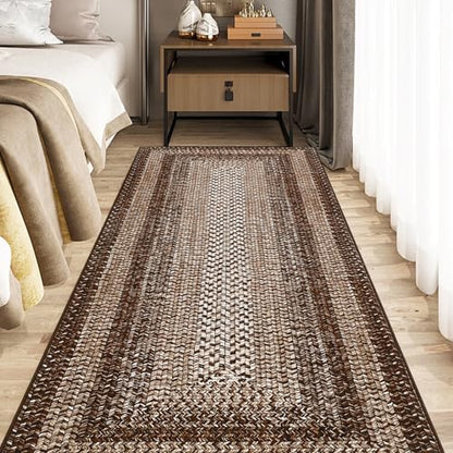RUGSREAL Washable 2x10 Runner Rug for Hallway Kitchen Modern Runner Rugs - color: Brown, size: 2' x 10' (Runner)