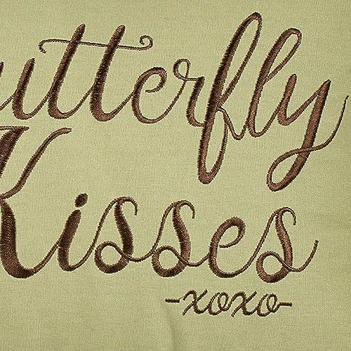 Butterfly Eden Embroidered Butterfly Kisses Pillow, Moss Green, 14"x20" - size: Pillow 14 x 20 Inches