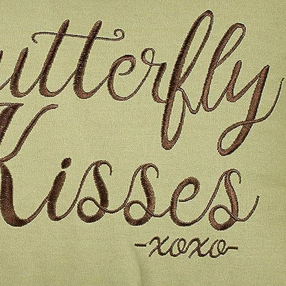 Butterfly Eden Embroidered Butterfly Kisses Pillow, Moss Green, 14"x20" - size: Pillow 14 x 20 Inches