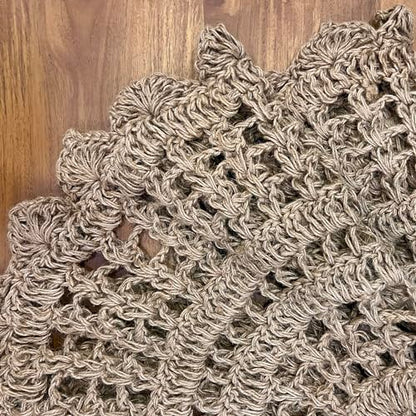 THE BEER VALLEY Jute Hand Crochet Rug 3 Feet Round - Natural - color: Natural, size: 3' (Round)