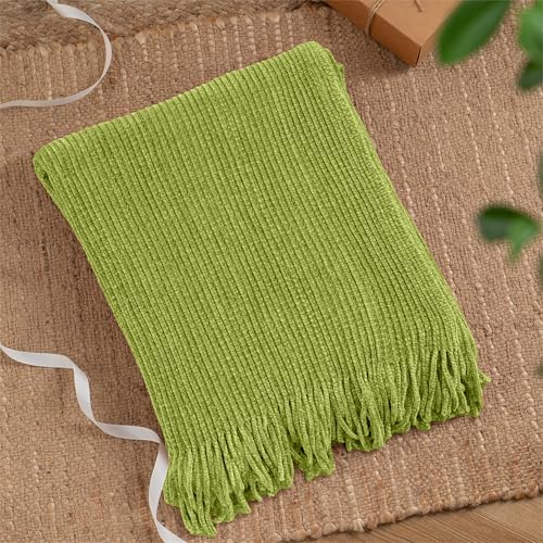 BATTILO HOME Apple Green Throw Blanket for Couch, 60"x80" - color: Apple Green, size: 60 x 80 in.