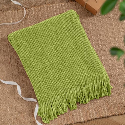 BATTILO HOME Apple Green Throw Blanket for Couch, 60"x80" - color: Apple Green, size: 60 x 80 in.