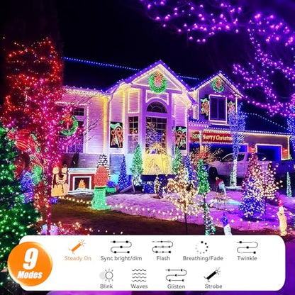 LitHome Color Changing Christmas String Lights Connectable, 66Ft 200 LED - color: Green Wire, size: 200LED / 66FT