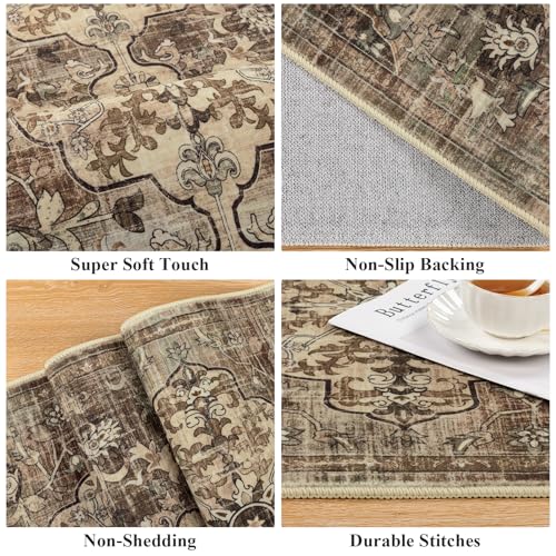 Pauwer Hallway Runner Rug 2x6, Washable Kitchen Runner, Green and Brown - color: Green and Brown, size: 2' x 6' (Runner)