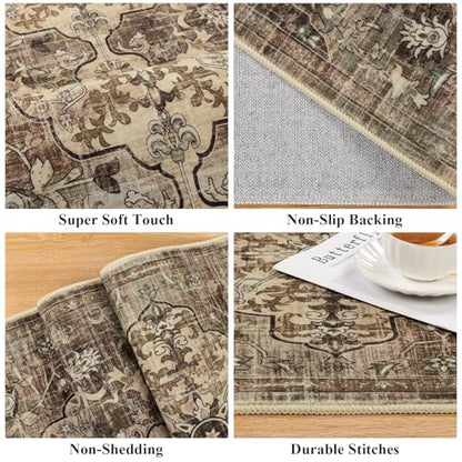 Pauwer Hallway Runner Rug 2x6, Washable Kitchen Runner, Green and Brown - color: Green and Brown, size: 2' x 6' (Runner)