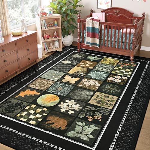 Tepook 8x10 Black Area Rugs for Living Room Bedroom - color: Black, size: 8' x 10' (Rectangular)