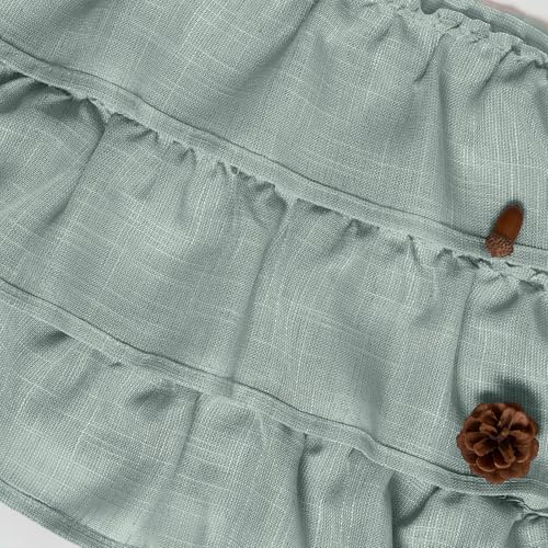 jinchan Ruffled Kitchen Window Valance Curtain, 18 Inch, 1 Panel, Green - color: 3-tier Ruffle | Frosty Green, size: 50"W x 18"L (Pack of 1)