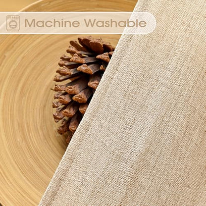 Warm Beige Sheer Linen Curtains for Living Room Bedroom 84 Inches Long - color: Warm Beige, size: 52"W x 84"L (Pack of 2)