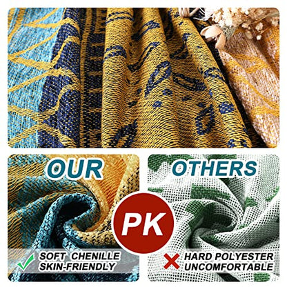 Turquoize Boho Couch Cover Bohemian Cotton Sofa Cover Sofa Throw Cover for Couches Sofa Slipcover Sectional Sofa Couch Covers Feature Hippie Chenille Jacquard Fabric(91"x 134",XX-Large,Yellow Navy) - color: Yellow/Navy, size: XX-Large: 91"x 134"