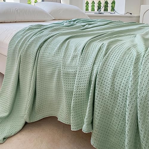 AmyHomie Cooling Waffle Blanket King Size, 100% Rayon Derived from Bamboo - color: Sagegreen, size: King (108"x90")