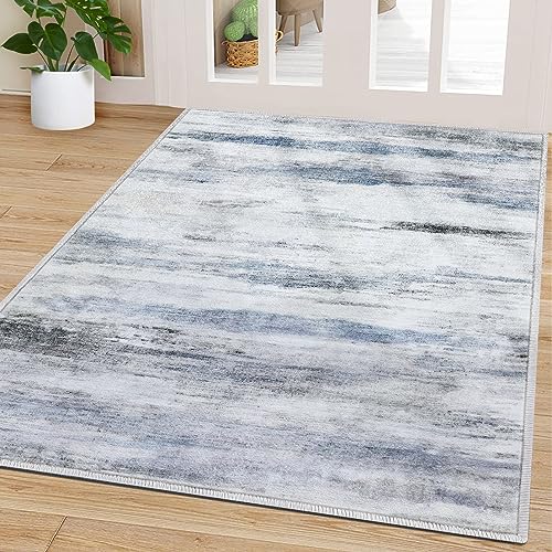 CRISTGEE Door Mat, Faux Wool Front Indoor Door Mat 47x71 Inches, Blue - color: Water Wave Blue, size: 3'11" x 5'11" (Rectangular)