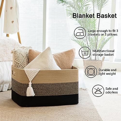 OIAHOMY Blanket Basket Laundry Basket Dog Toy Basket 108L Yellow Black - color: Yellow Black, size: 25”x16”x16”