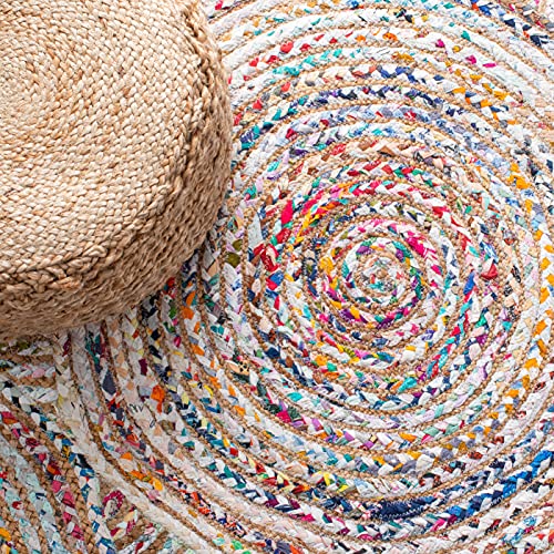SAFAVIEH Cape Cod Collection Runner Rug - 2'3" x 8', Beige & Multi, Handmade Boho Braided Circles Jute & Cotton, Ideal for High Traffic Areas in Living Room, Bedroom (CAP203B) - color: Beige/Multi, size: 2'3" x 8' (Runner)