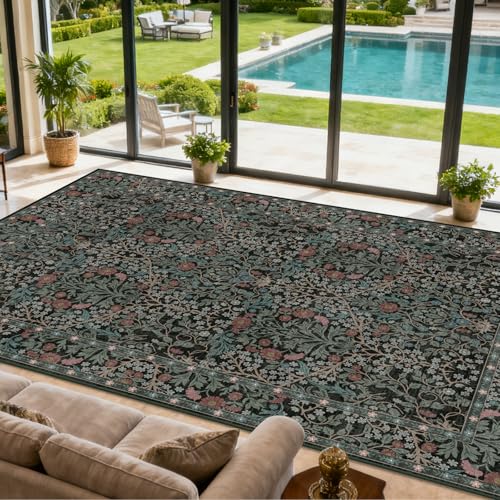10x14 Area Rug for Living Room Washable Carpet (Dark Green) - color: Dark Green, size: 10' x 14' (Rectangular)