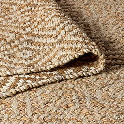 JONATHAN Y Hira Hand Woven Diamond Chunky Jute Natural Runner Rug, 2x10, Bohemian, Transitional, Easy-Cleaning for Living Room, Bedroom, Kitchen, Pet Friendly, Non-Shedding (NFR100A-210) - size: 2'2" x 10' (Runner)
