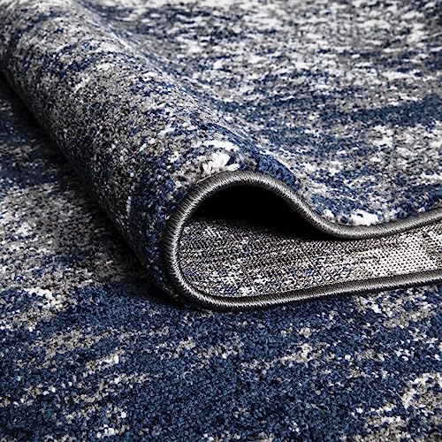 Keen Home Design Abstract Non-Shedding Runner Rug, Soft Thick Pile, 2x8 - color: Abstract Navy/Gray, size: 2'8" x 7'7" (Runner)