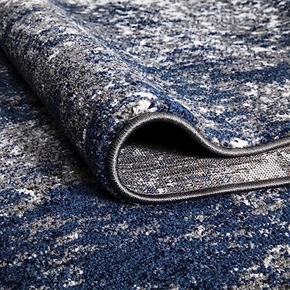 Keen Home Design Abstract Non-Shedding Runner Rug, Soft Thick Pile, 2x8 - color: Abstract Navy/Gray, size: 2'8" x 7'7" (Runner)