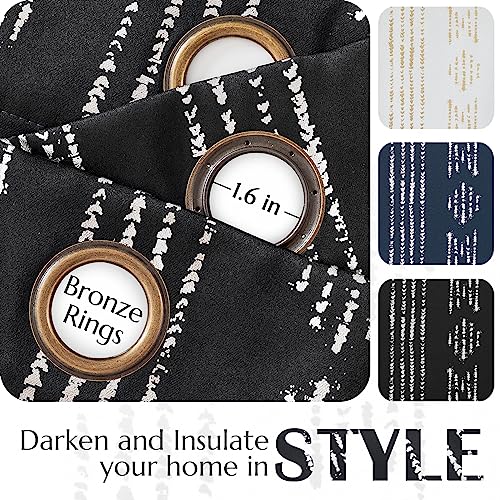 jinchan Boho Blackout Curtains 63 Inch Length for Bedroom Living Room - color: Boho | Silver on Black, size: 52"W x 63"L (Pack of 2)
