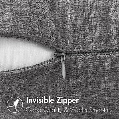 MIULEE Soft Chenille Throw Pillow Covers Dark Gray 16x16 Inch Pack of 2 - color: Medium Grey, size: 16" x 16" (Pack of 2)