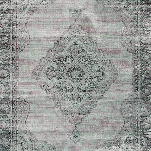 SAFAVIEH Vintage Collection Runner Rug - 2'2" x 6', Light Blue, Oriental Medallion Distressed Viscose Design, Ideal for High Traffic Areas in Living Room, Bedroom (VTG112-110)