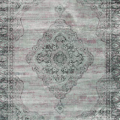 SAFAVIEH Vintage Collection Runner Rug - 2'2" x 6', Light Blue, Oriental Medallion Distressed Viscose Design, Ideal for High Traffic Areas in Living Room, Bedroom (VTG112-110)