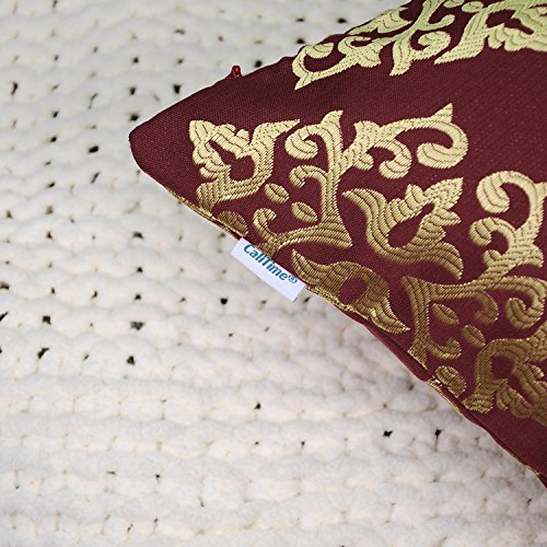 CaliTime Decorative Couch Throw Pillow Covers 18 X 18 Inches Burgundy Gold - color: Diamond Dark Ground - Burgundy Gold