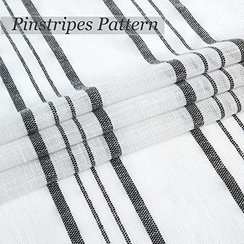 SXZJTEX White Black Striped Linen Curtains 95 Inch Bedroom Living Room - color: Black, size: 42"W x 95"L (Pack of 2)