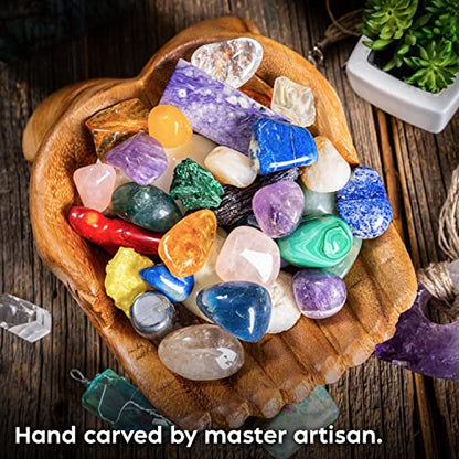 Wooden Hands Bowl, Crystal Display, Rock Display, Natural, Medium - color: Natural, size: M