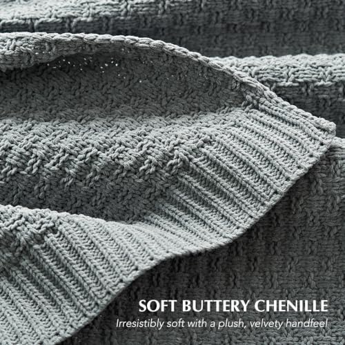 EVERGRACEHOME Chunky Chenille Knit Throw Blanket, Dusk Blue, 60" x 80" - color: Dusk Blue, size: 60" x 80"