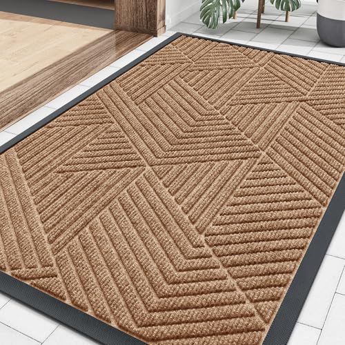 Smiry Front Door Mat Outside Entrance, Low Profile Rubber Doormat, 35x23 - color: Coffee, size: 35" X 23"
