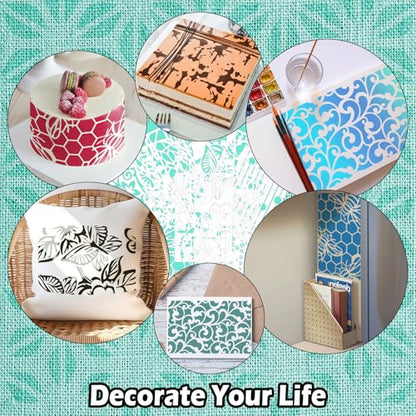 Yazhiji 8PCS Geometric Stencils for Painting, Reusable Large Size Geometric Painting Stencils Abstract Layering Stencil for Painting on Wood Canvas Furniture Wall Floor Decor Drawing DIY Art Supplies - style: Geometric-2