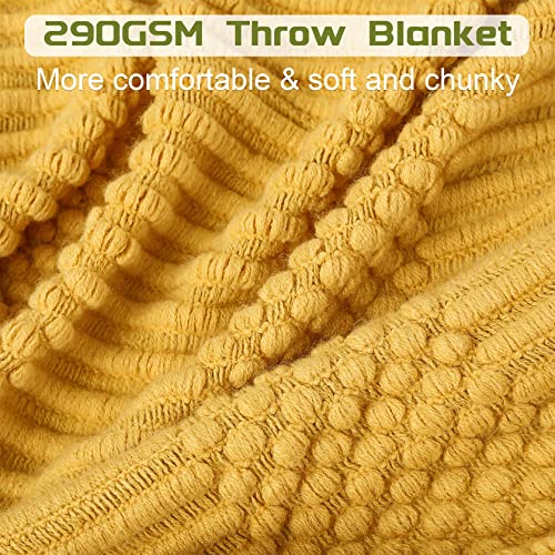 Blagic Soft Knitted Throw Blanket for Couch and Bed,Yellow,50"x60" - color: K-yellow, size: 50 × 60 in