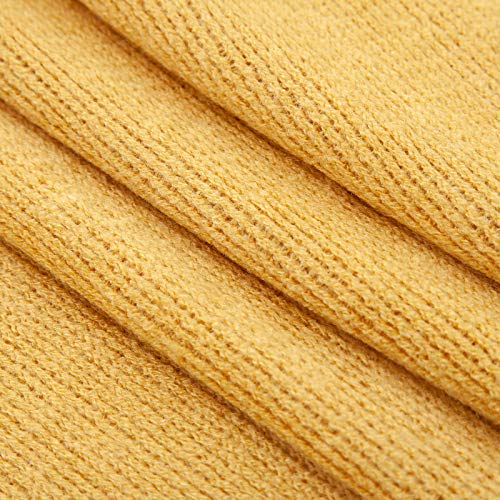 Vonty Mustard Yellow Knitted Throw Blanket with Tassels, 50x60 Acrylic - color: Yellow, size: 50" x 60"