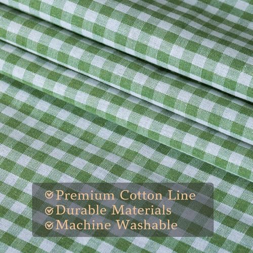 Farmhouse Valance Curtains, Cotton Kitchen Valance Rustic Style Window Valance Half Curtain for Living Room Bathroom Cafe, Rod Pocket, Green White Gingham Plaid, 59 X 20 Inch - color: Green White Gingham Plaid, size: 59"W x 20"L (Pack of 1)