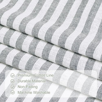 ASPMIZ Farmhouse Kitchen Curtains 24 Inch Length, Green Stripe, 2 Panels - color: Beige&green, size: 26"W x 24"L (Pack of 2)