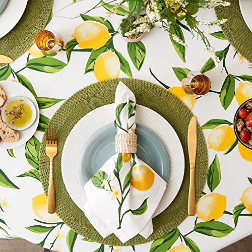 DII Lemon Bliss Tabletop Collection, Tablecloth, 70" Round - size: 70" (Round)