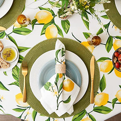 DII Lemon Bliss Tabletop Collection, Tablecloth, 70" Round - size: 70" (Round)