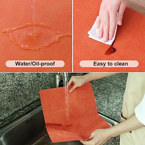 Homaxy PU Faux Leather Placemats for Dining Table, Set of 6, Orange - color: Orange