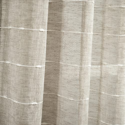 Lush Decor Farmhouse Textured Sheer Window Curtain Valance, 52"W x18"L, Neutral - color: Neutral