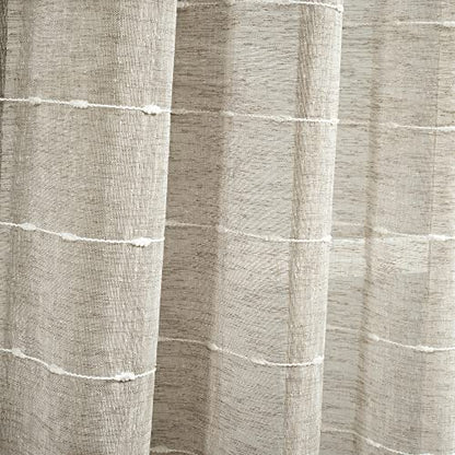 Lush Decor Farmhouse Textured Sheer Window Curtain Valance, 52"W x18"L, Neutral - color: Neutral