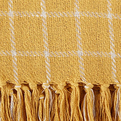 DII Transitional Checked Plaid Woven Throw, 50x60, Honey Gold - color: Honey Gold, size: 50x60"