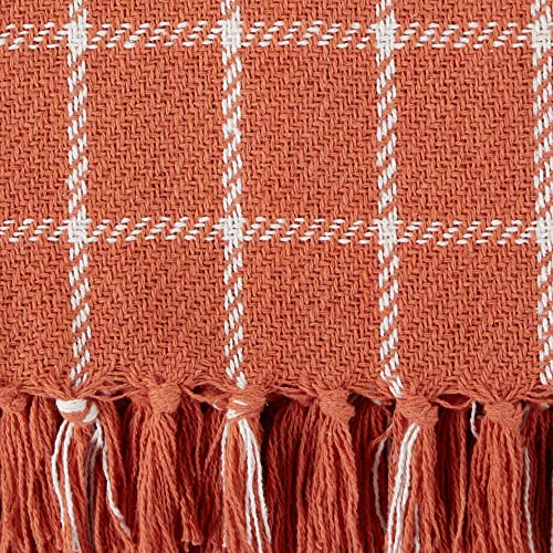 DII Transitional Checked Plaid Woven Throw, 50x60, Spice - color: Spice, size: 50x60"