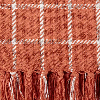 DII Transitional Checked Plaid Woven Throw, 50x60, Spice - color: Spice, size: 50x60"
