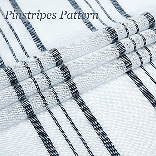 SXZJTEX Blue White Striped Linen Curtains 63 Inch Bedroom Living Room - color: Blue, size: 42"W x 63"L (Pack of 2)