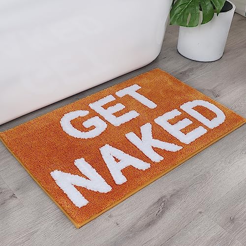 Zeeinx Get Naked Bath Mat Cute Bathroom Rugs Orange Bath Mat 20”x32” - color: Orange, size: 1'8" x 2'8" (Rectangular)