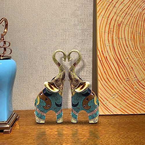 Good Luck Elephant Decor for Home, Small Elephant Figurines and Statues (2 Pcs Medium) - size: 9