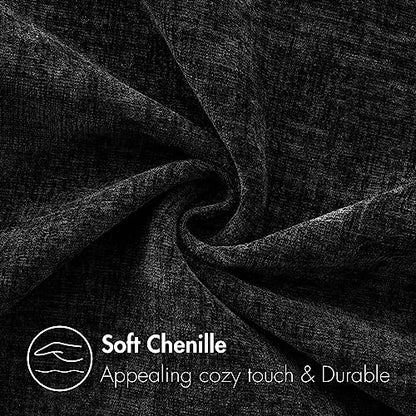 MIULEE Soft Chenille Throw Pillow Covers Black 16x16 Inch Pack of 2 - color: Black, size: 16" x 16" (Pack of 2)