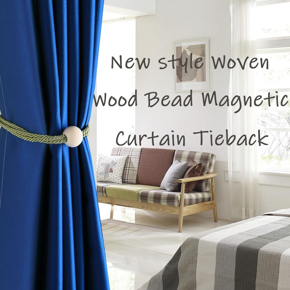 BEL AVENIR Magnetic Curtain Tiebacks, Boho Farmhouse Curtain Tie Backs - color: Green
