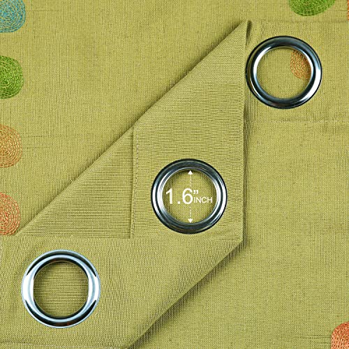 VOGOL Leaf Embroidered Faux Linen Curtains, 52 x 63, Grommet Top, 2 Panels - color: C2, size: 52"W x 63"L (Pack of 2)