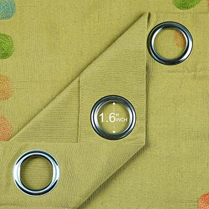 VOGOL Leaf Embroidered Faux Linen Curtains, 52 x 63, Grommet Top, 2 Panels - color: C2, size: 52"W x 63"L (Pack of 2)